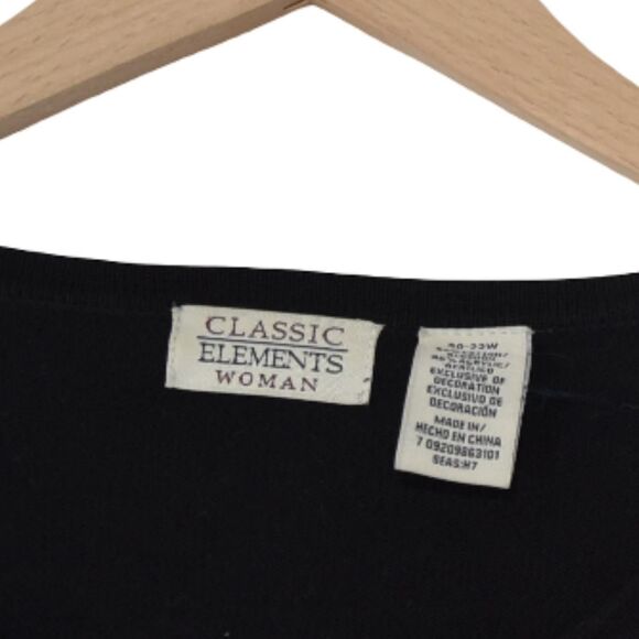 Vintage 90s Classic Elements Grandma Black Cardigan Birds Sz 22 XL - Picture 7 of 7